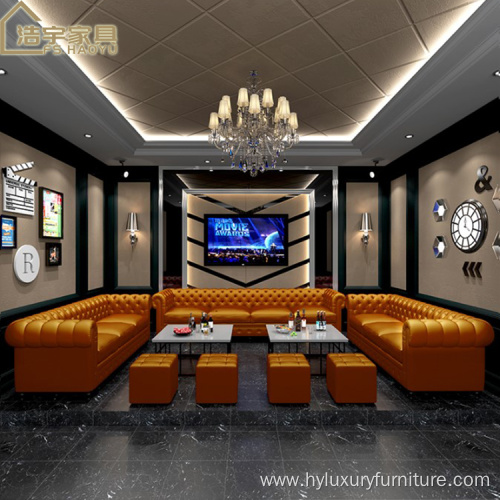 Chinese modern corner leather night club booth sofa